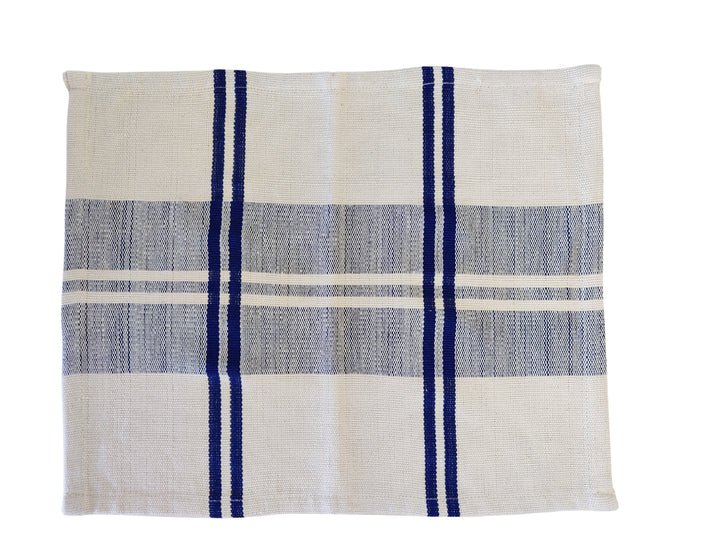 Tischuntersetzer gewebt ANLOGA (naturweiß, royal blau)