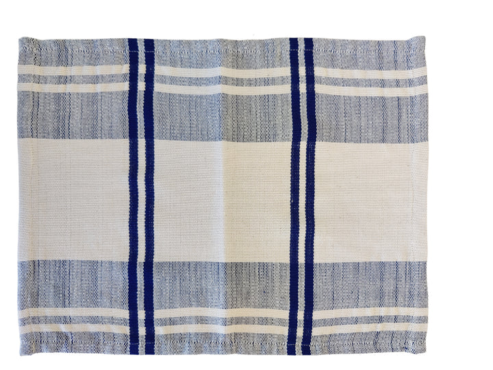 Tischuntersetzer gewebt ANLOGA (naturweiß, royal blau)