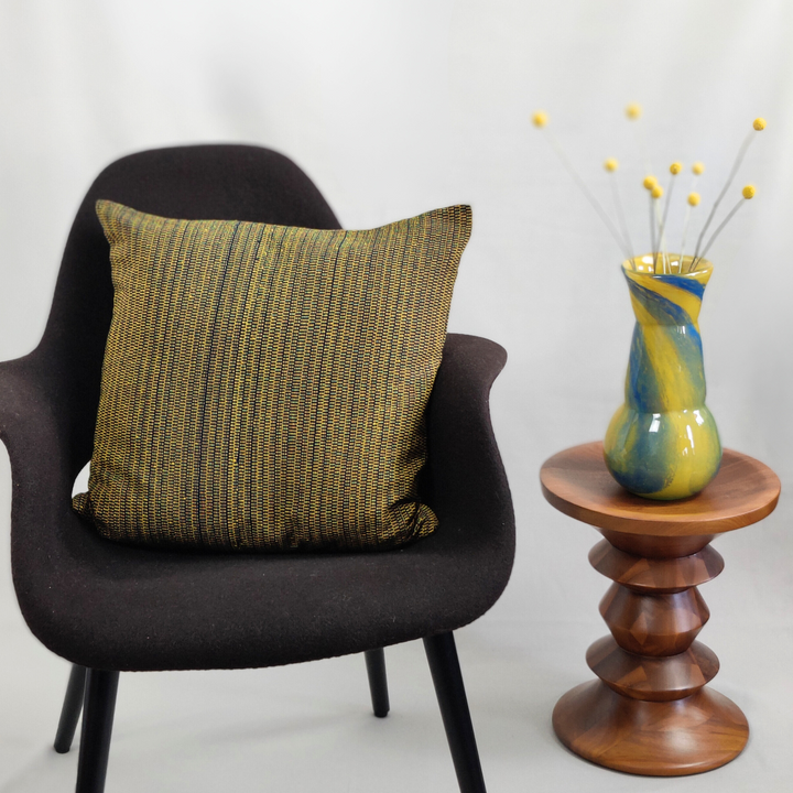 Gewebtes Kissen TWO IS ONE (gelb, dunkelblau)