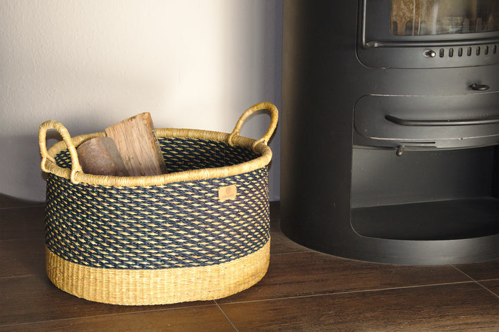 Aufbewahrungskorb Enyo (dunkelblau, natur und Boden natur)