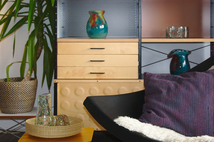 Gewebtes Kissen ABILITY (weinrot, schwarz, dunkelblau)