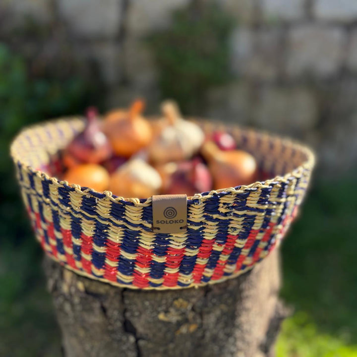 Korb Venyo niedrig & klein (dunkelblau, rot, natur)