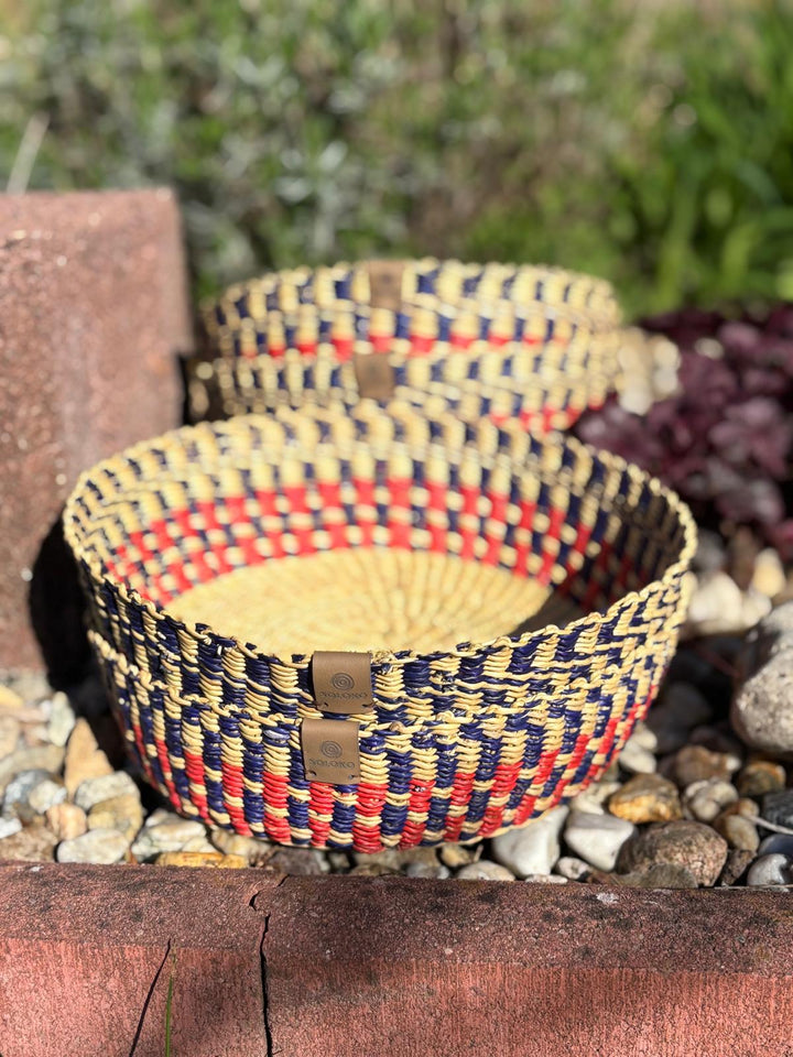 Korb Venyo niedrig & klein (dunkelblau, rot, natur)