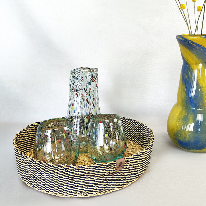 Korb Venyo niedrig (blau, natur)