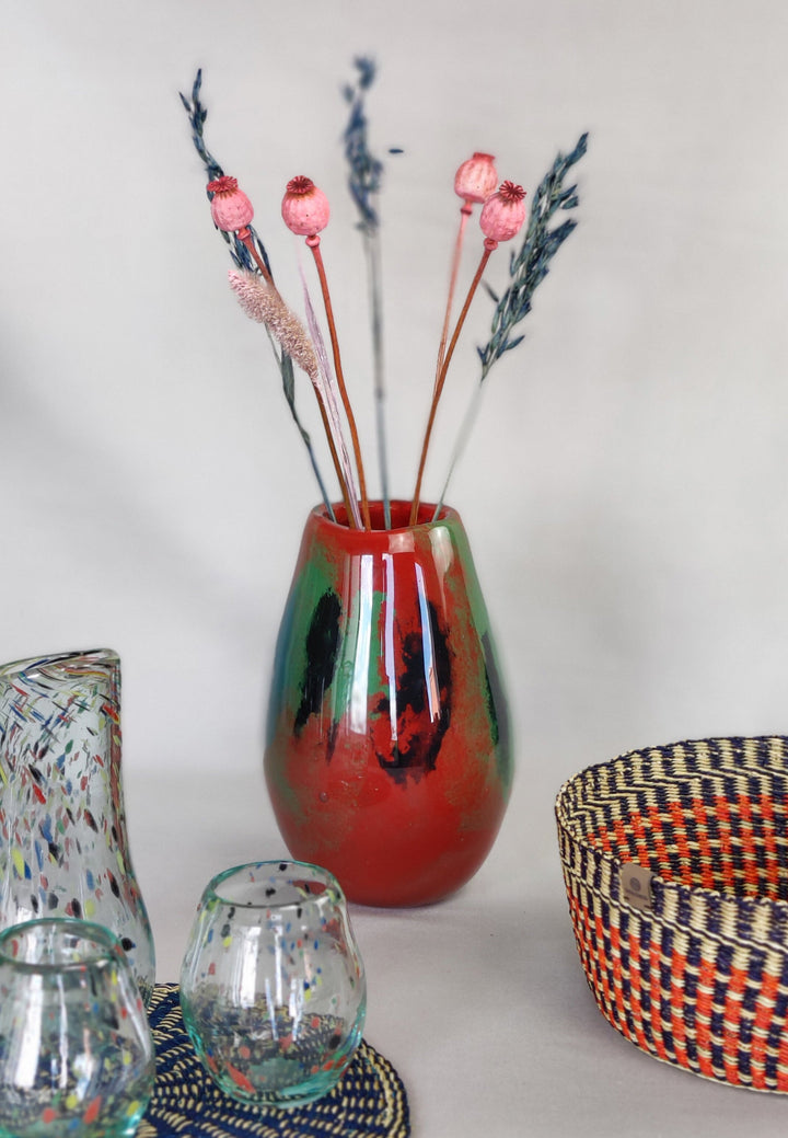 Vase Rose (grün, rot, blau, schwarz)