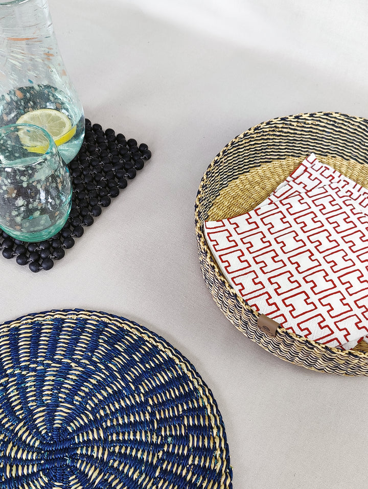 Korb Venyo niedrig (blau, natur)