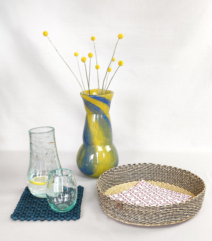 Vase Glory (gelb, blau)