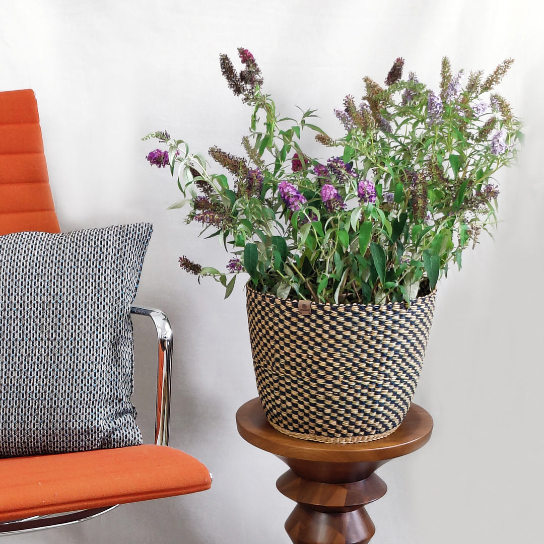 Aufbewahrungskorb Nuna (natur, blau kariert)