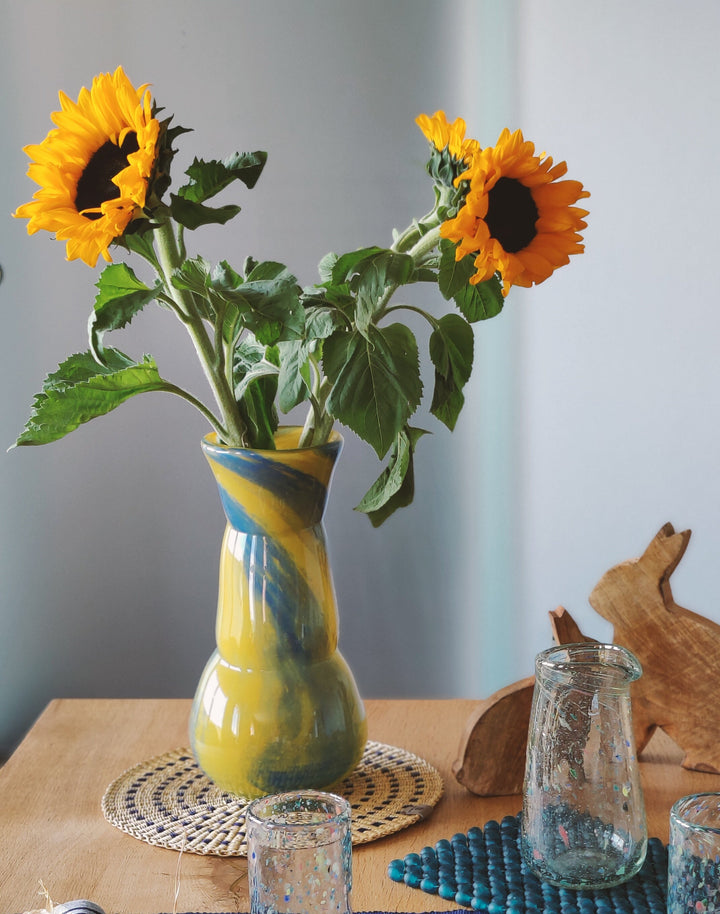 Vase Glory (gelb, blau)