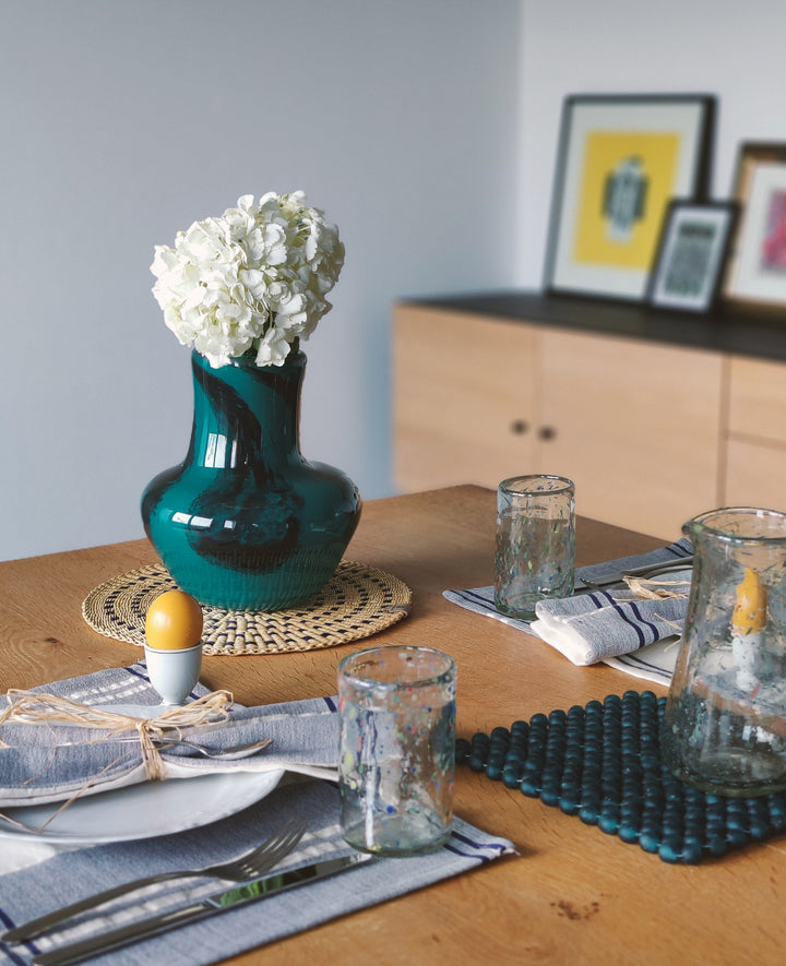 Vase Lotus (ozeanblau, schwarz)