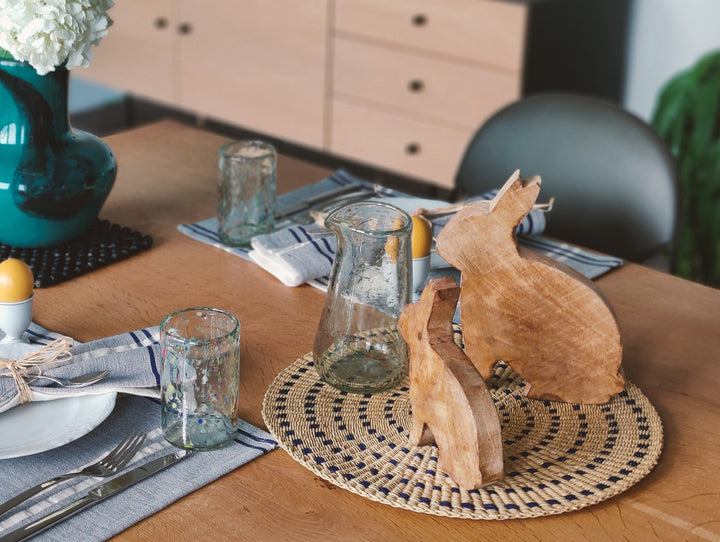 Tischset Gras "Klenami" (natur, blau kariert)