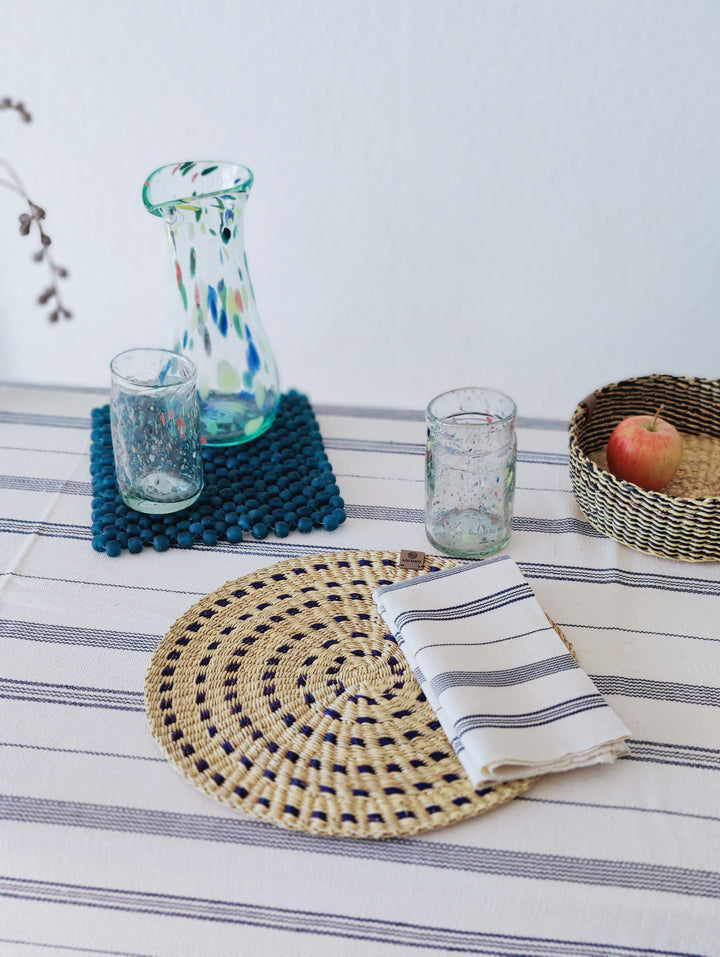 Tischset Gras "Klenami" (natur, blau kariert)