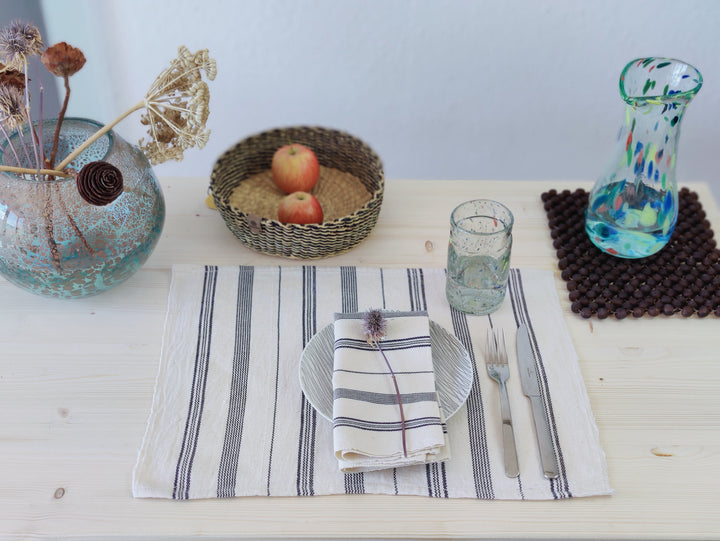 Tischuntersetzer gewebt TSIAME (naturweiß, royal blau)