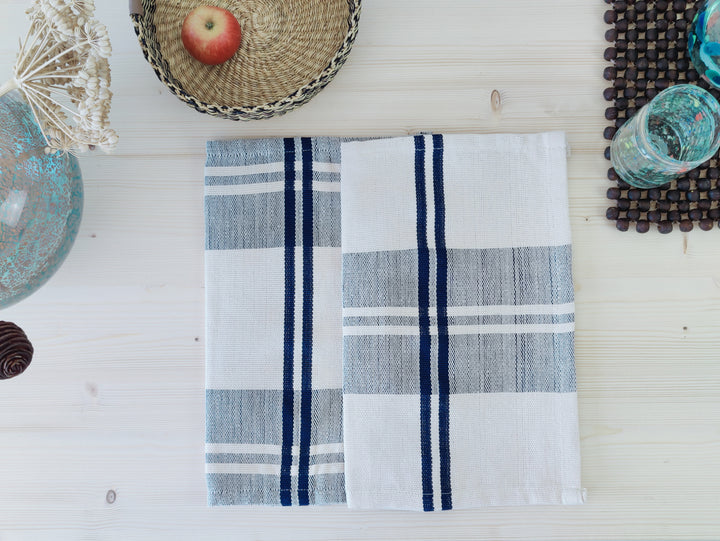 Tischuntersetzer gewebt ANLOGA (naturweiß, royal blau)