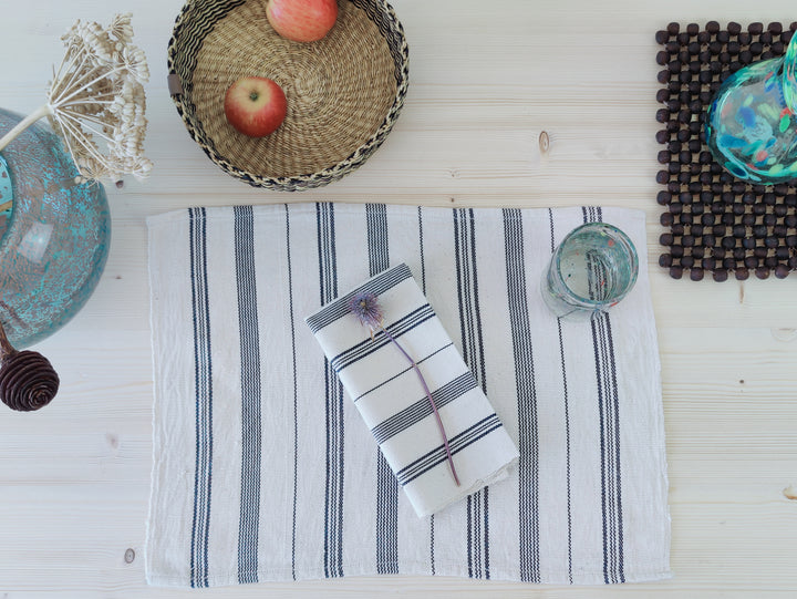 Tischuntersetzer gewebt TSIAME (naturweiß, royal blau)