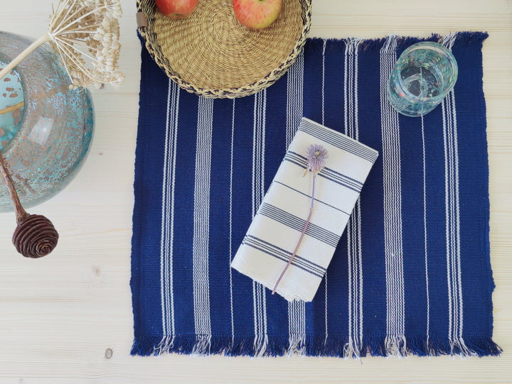 Tischuntersetzer gewebt TSIAME (royal blau, naturweiß)