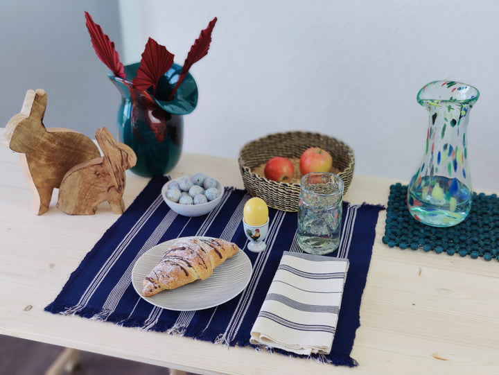 Tischuntersetzer gewebt TSIAME (royal blau, naturweiß)