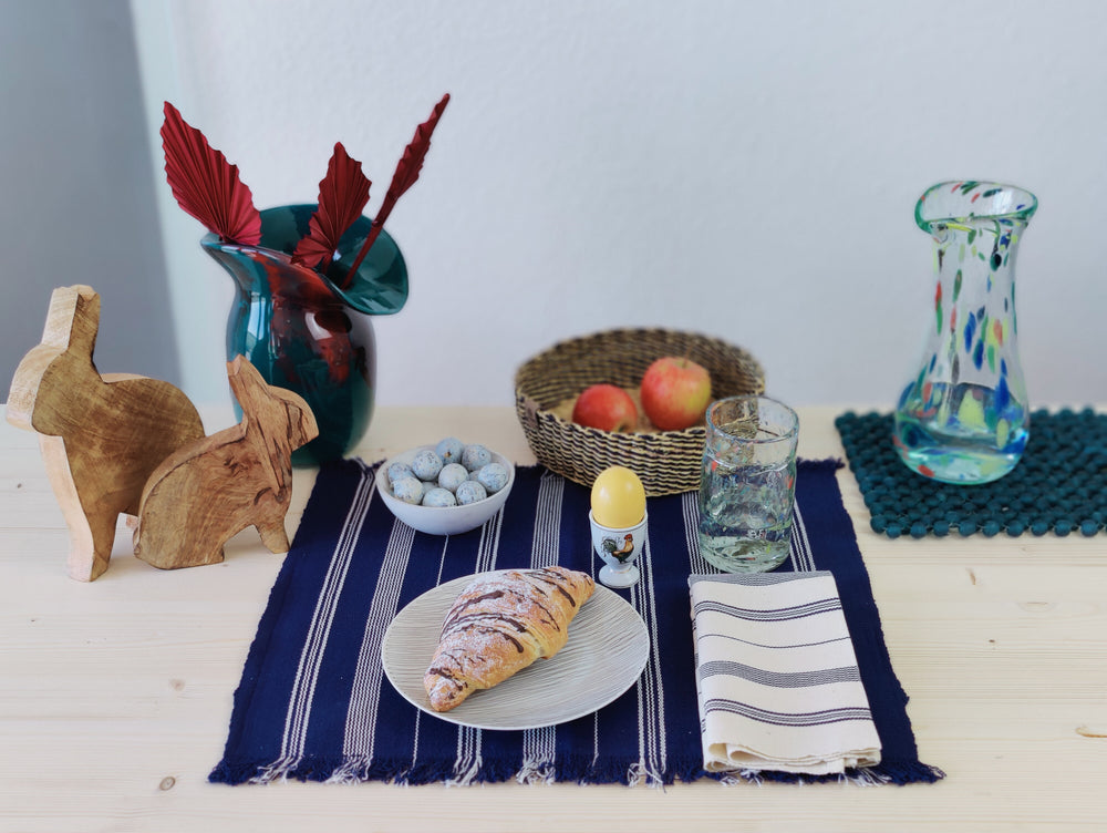 Tischuntersetzer gewebt TSIAME (royal blau, naturweiß)