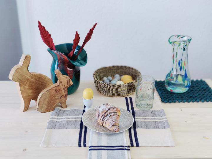 Tischuntersetzer gewebt ANLOGA (naturweiß, royal blau)