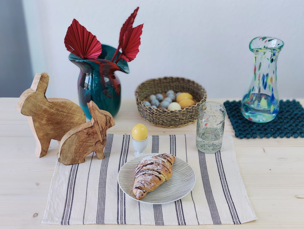 Tischuntersetzer gewebt TSIAME (naturweiß, royal blau)