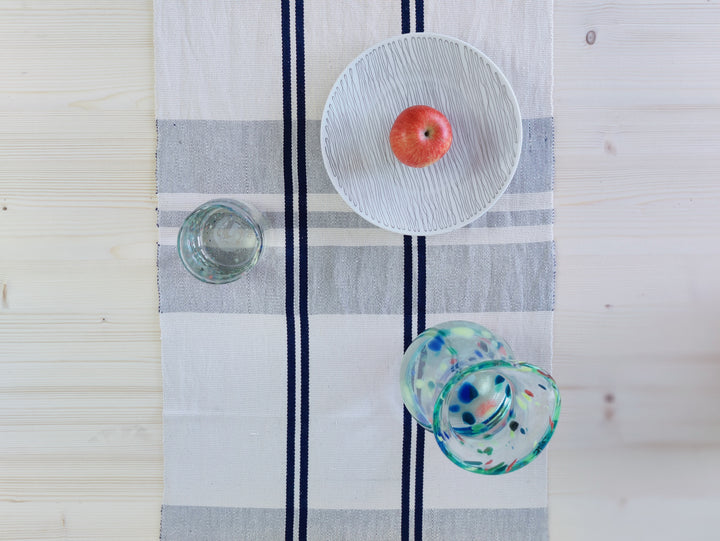 Tischläufer gewebt ANLOGA (naturweiß, royal blau)