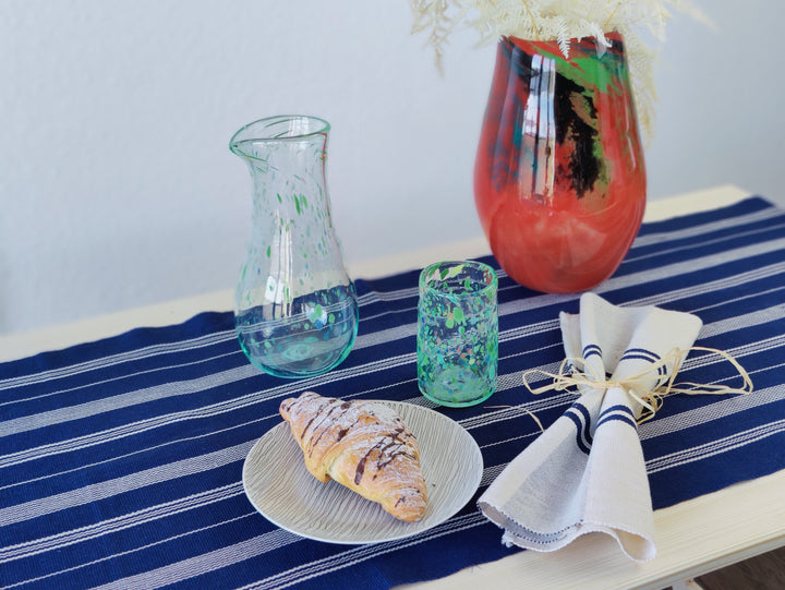 Tischläufer gewebt TSIAME (royal blau, naturweiss)