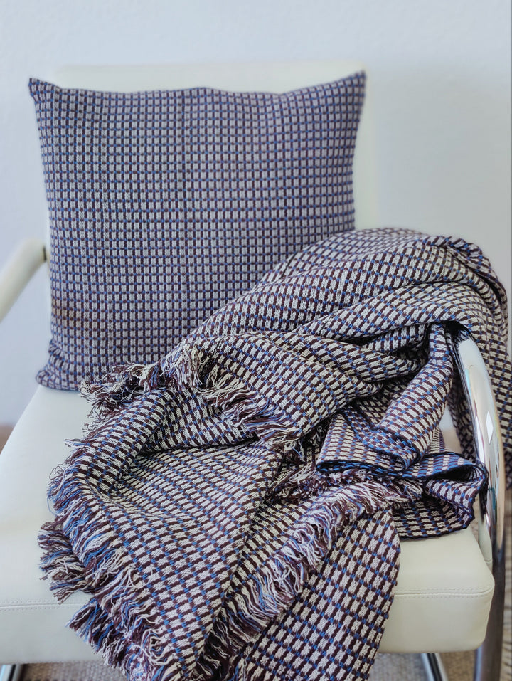 Gewebte Decke ABILITY (himmelblau, kaffeebraun, beige)