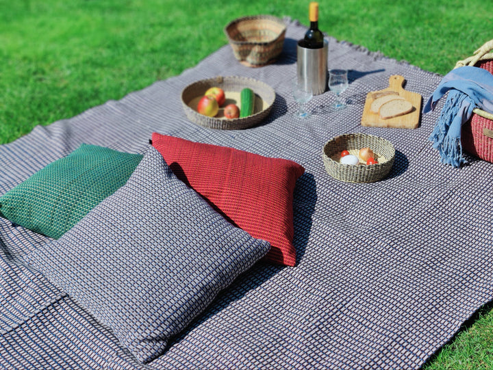 Gewebtes Kissen ABILITY (himmelblau, kaffeebraun, beige)