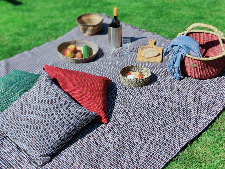 Gewebte Decke ABILITY (himmelblau, kaffeebraun, beige)