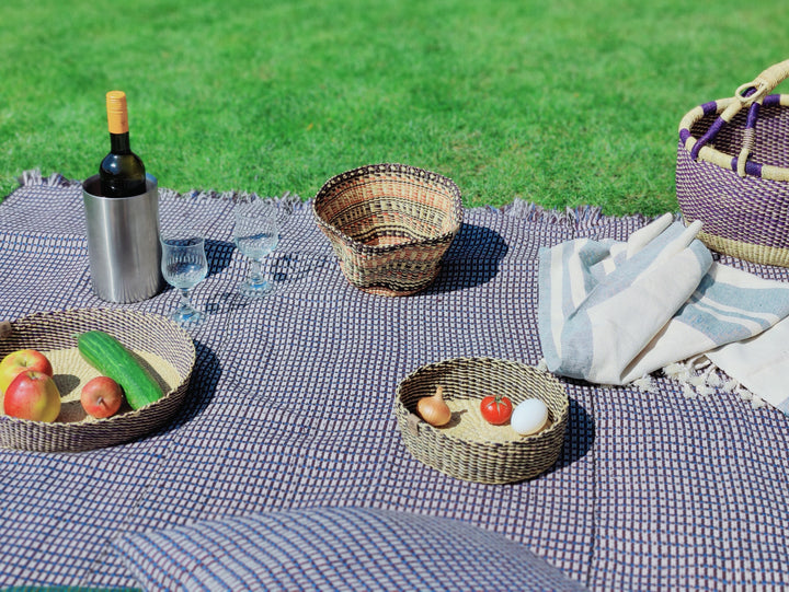 Gewebte Decke ABILITY (himmelblau, kaffeebraun, beige)