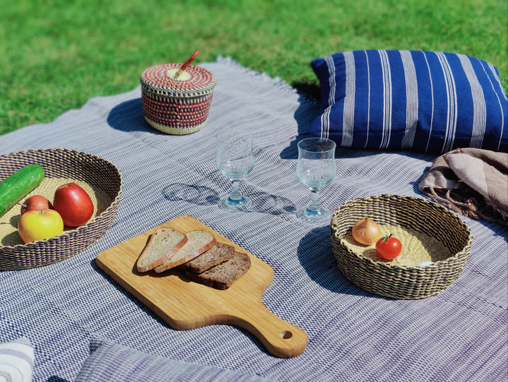 Gewebtes Kissen TSIAME (royalblau, beige)