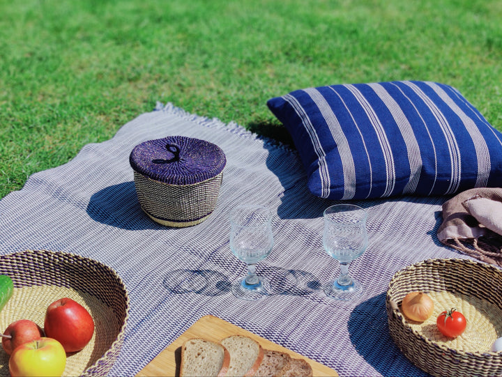 Aufbewahrungskorb Nunya klein mit Deckel (dunkelblau, natur)