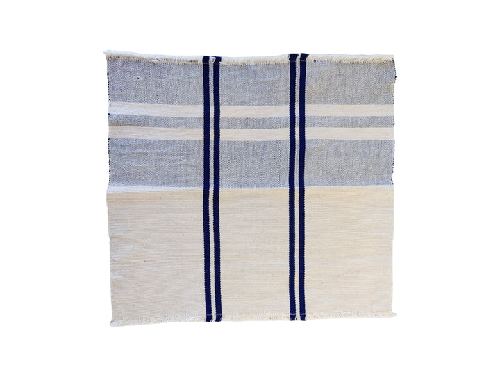 Stoffserviette gewebt ANLOGA (naturweiß, royal blau) - 2er Set