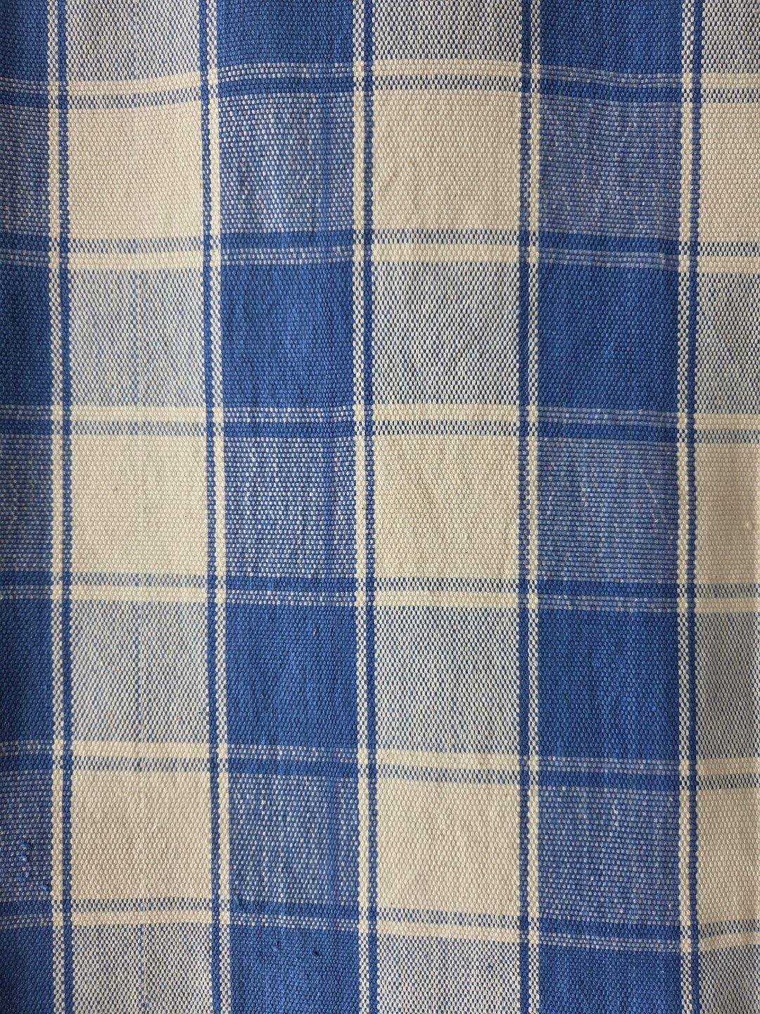 Handgewebte Baumwoll-Tischdecke KEVI (himmelblau, naturweiß)