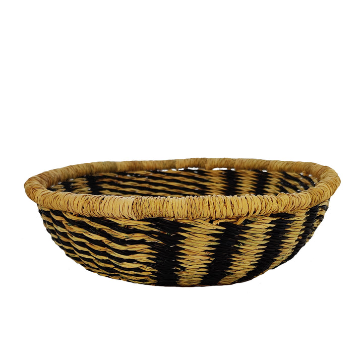 Basket Anyo (nature dark blue high and cross striped)