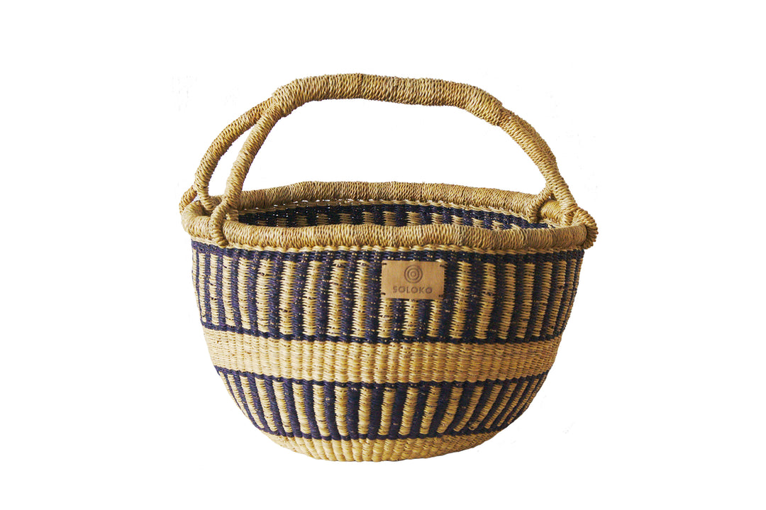 Shopping Basket Dorla (dark blue striped, natural)