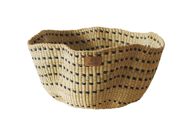 Storage basket Sitso (nature, blue chequered)