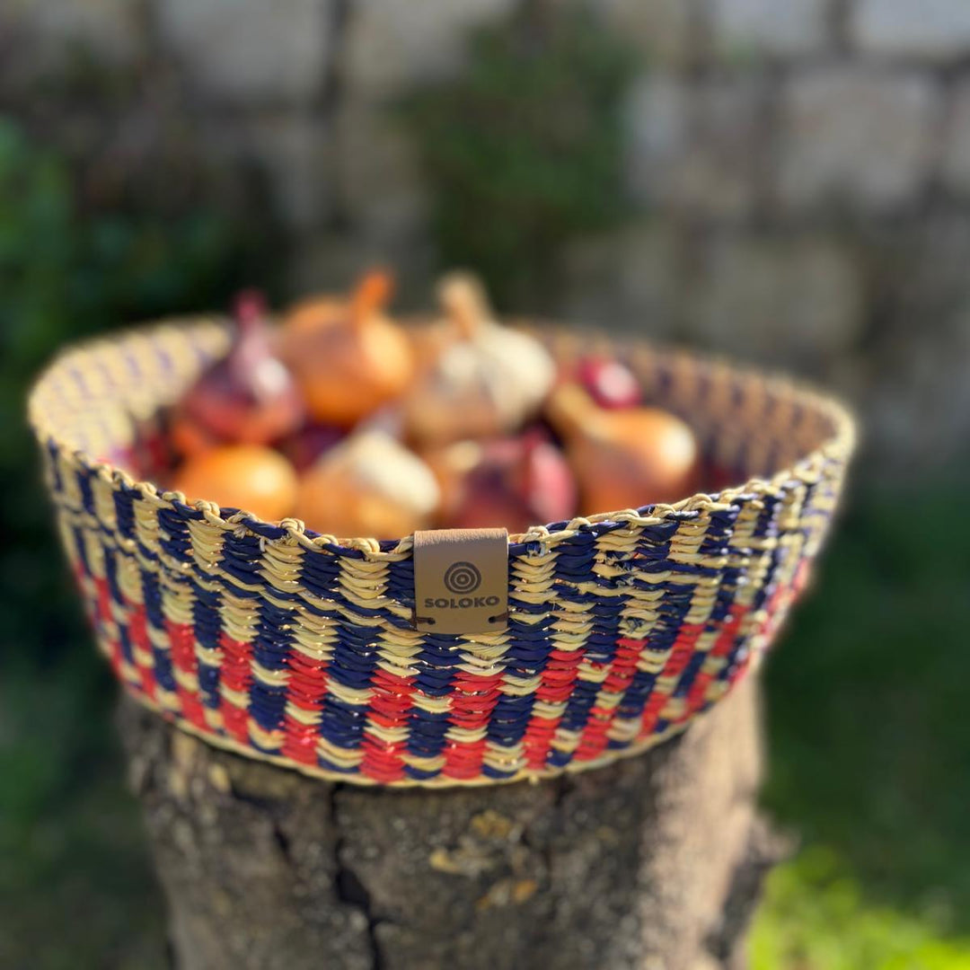 Basket Venyo low & small (darkblue, red, nature)