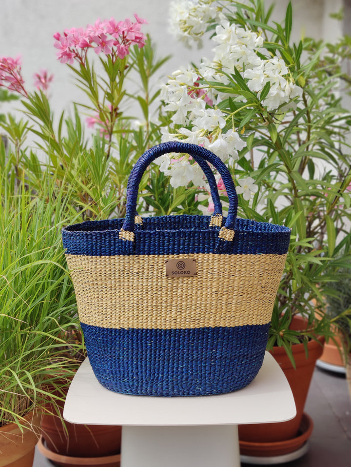 Basket bag Delali (dark blue, nature)