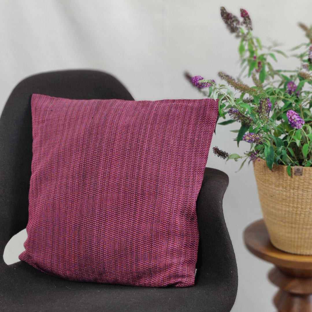 Woven cushion TWO IS ONE (wine red, pink)