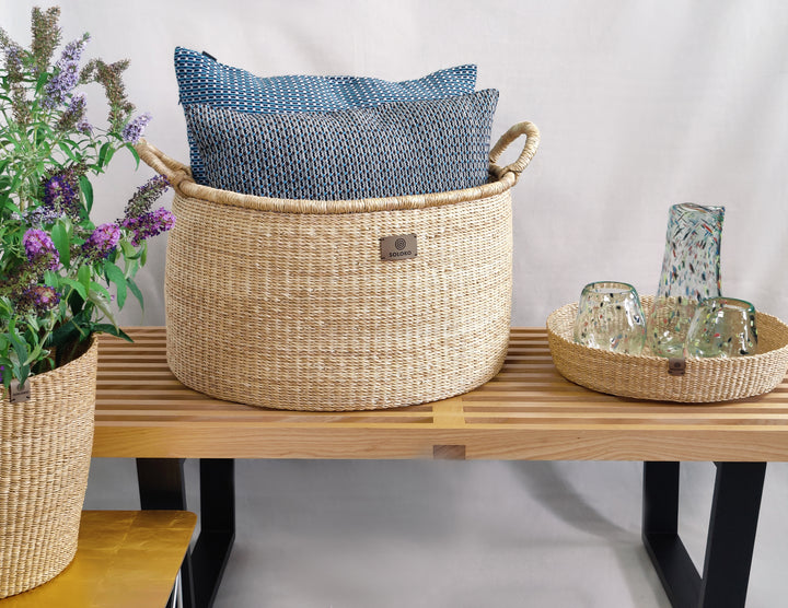 Woven cushion ABILITY (beige, brown, light blue)