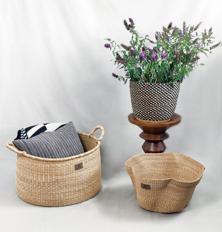 Storage basket Nuna (nature, blue chequered)