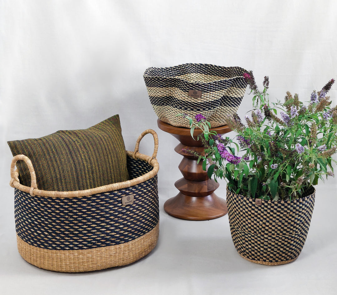 Storage Basket Enyo (dark blue, natural and bottom natural)