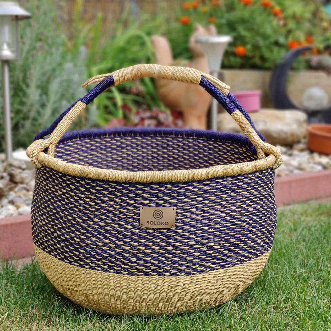 Shopping Basket Dorla (dark blue chequered, nature)