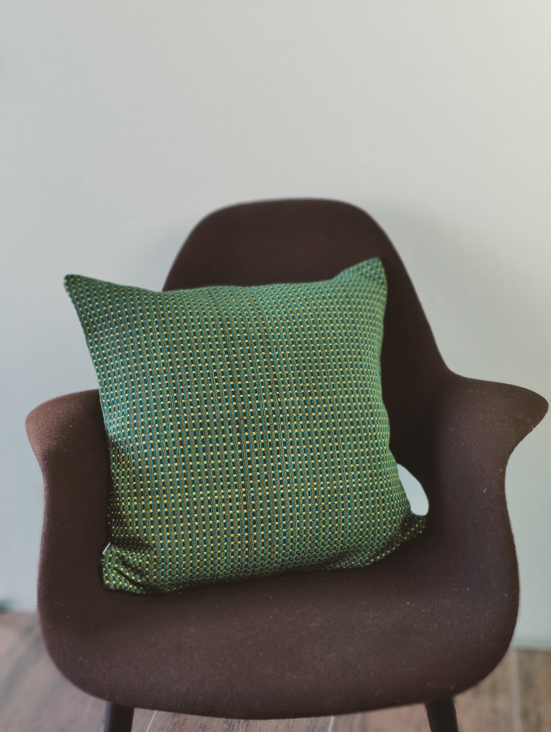 Woven cushion ABILITY (dark green, light green, turquoise)