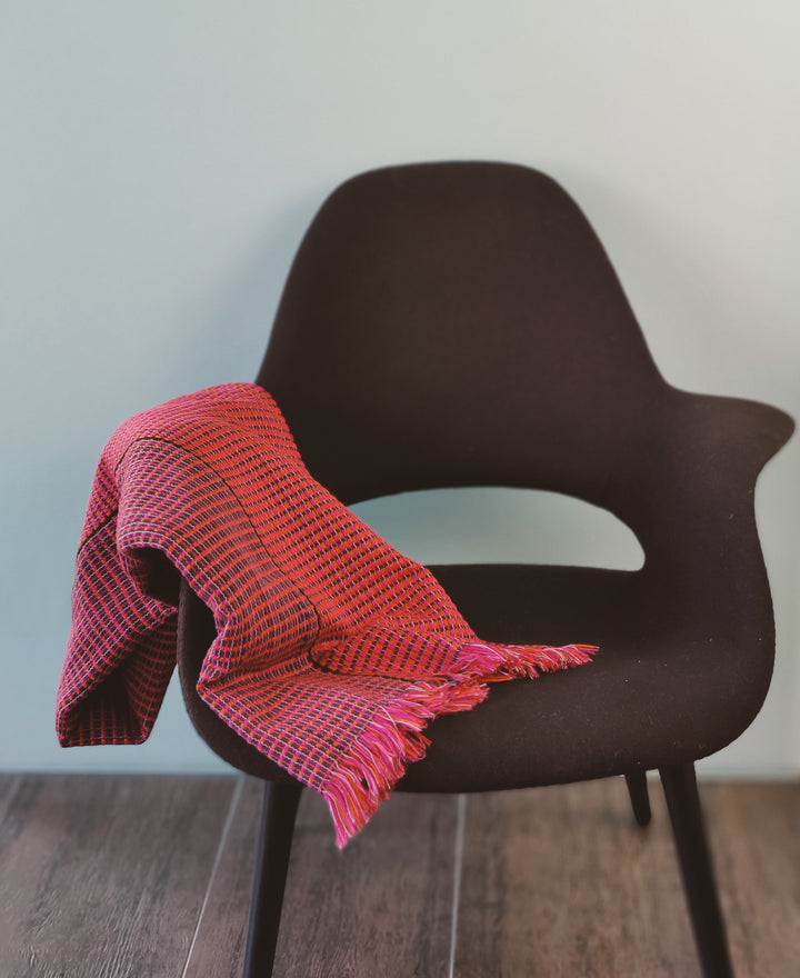 Woven Blanket ABILITY (wine red, pink, orange)