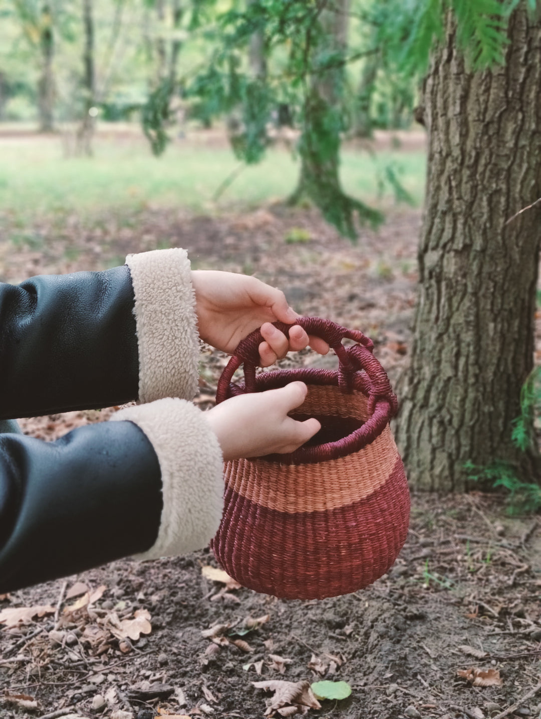 Basket Lololi (light coral, wine red)