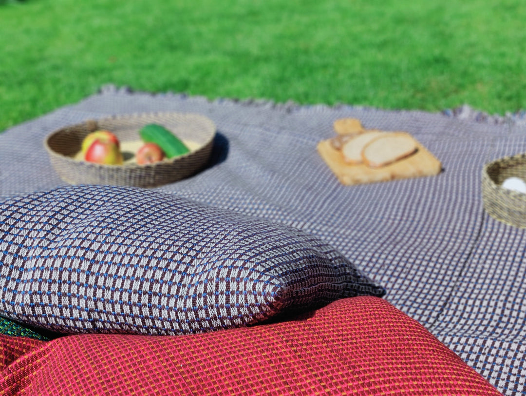 Woven cushion ABILITY (skyblue, coffee brown, beige)