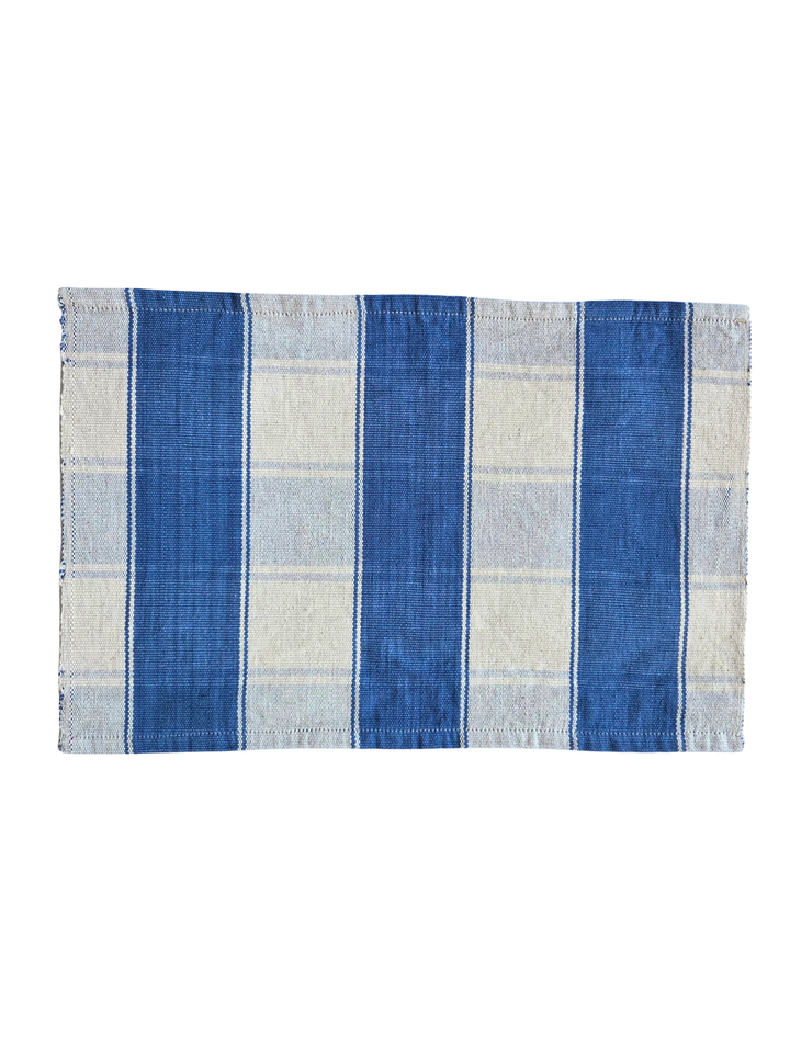 Handgewebtes Platzset KEVI (naturweiß, himmelblau)