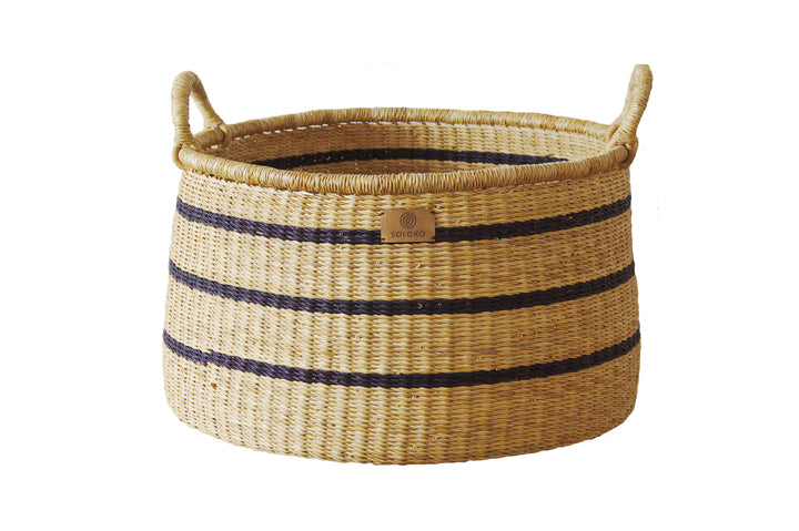 Storage Basket Enyo (natural, dark blue striped)